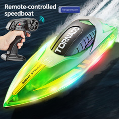 RC Boat for Kids 8-12,  Fast Remote Control Boat with LED Lights, 2.4G RC Electric Boats Pool and Lakes Toys for Adults (Transparent Green) product